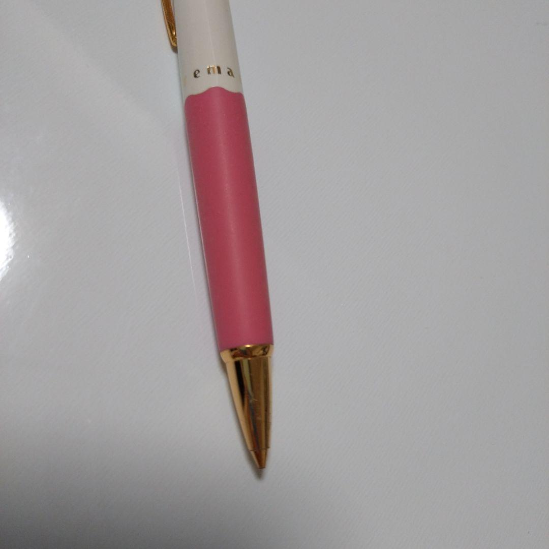 Marie Claire Pink White Retro Ballpoint Pen Gold Clip Used 7.9" | Suadpens