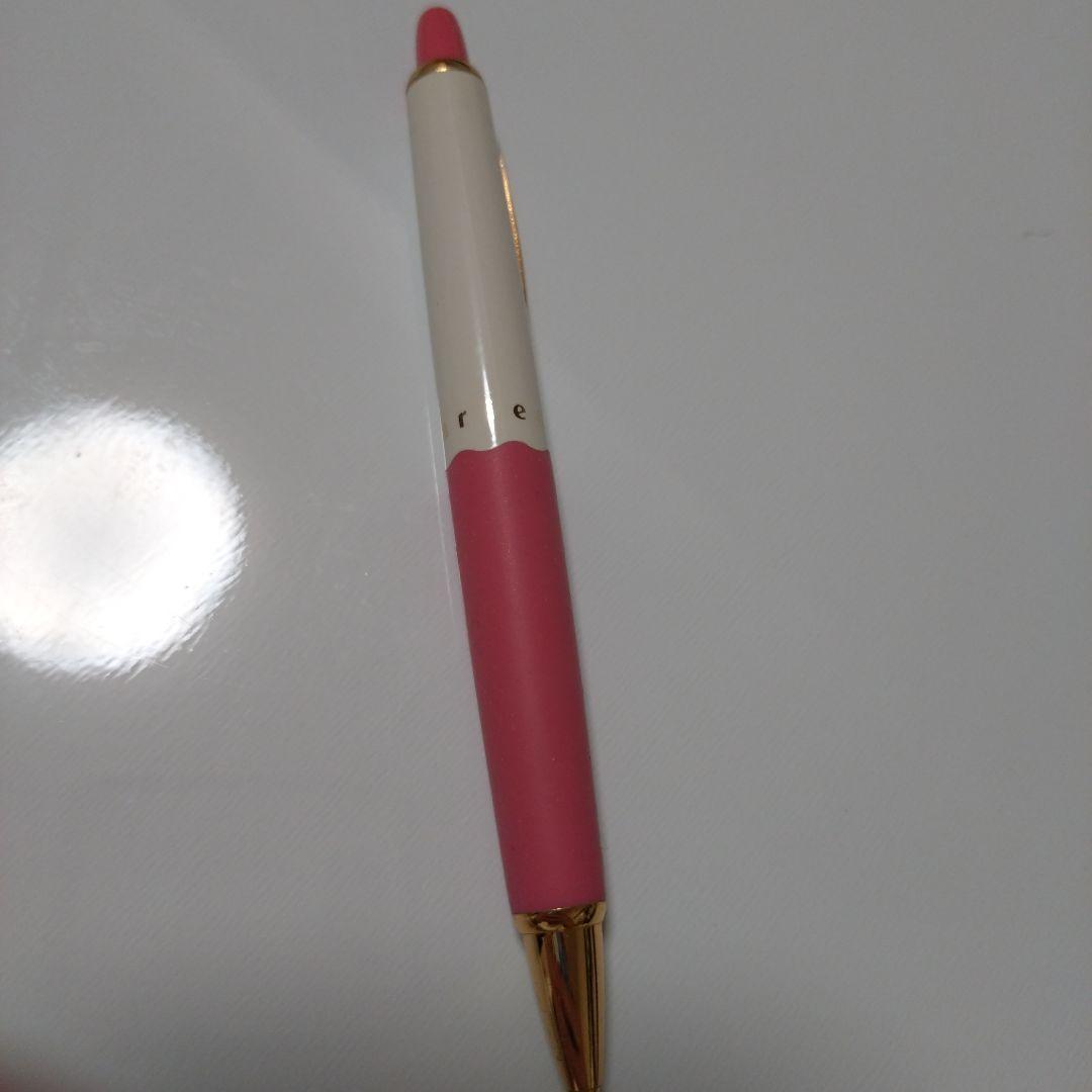 Marie Claire Pink White Retro Ballpoint Pen Gold Clip Used 7.9" | Suadpens