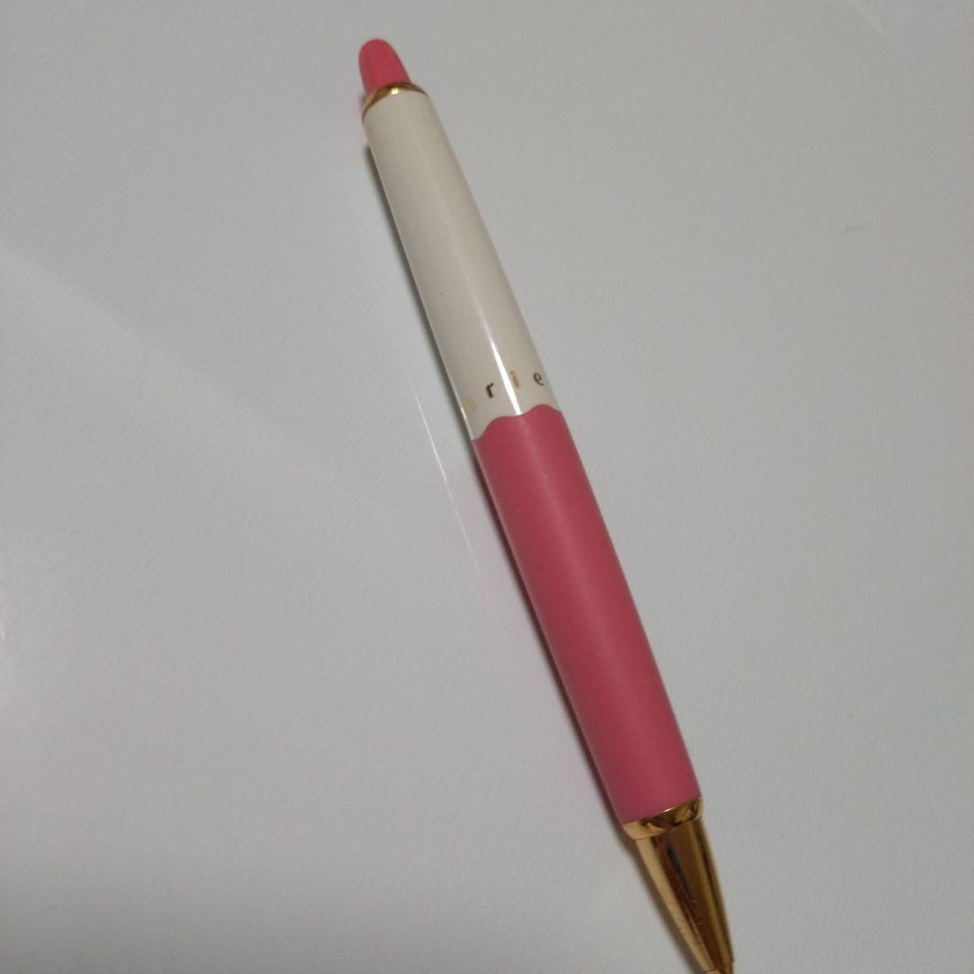 Marie Claire Pink White Retro Ballpoint Pen Gold Clip Used 7.9" | Suadpens