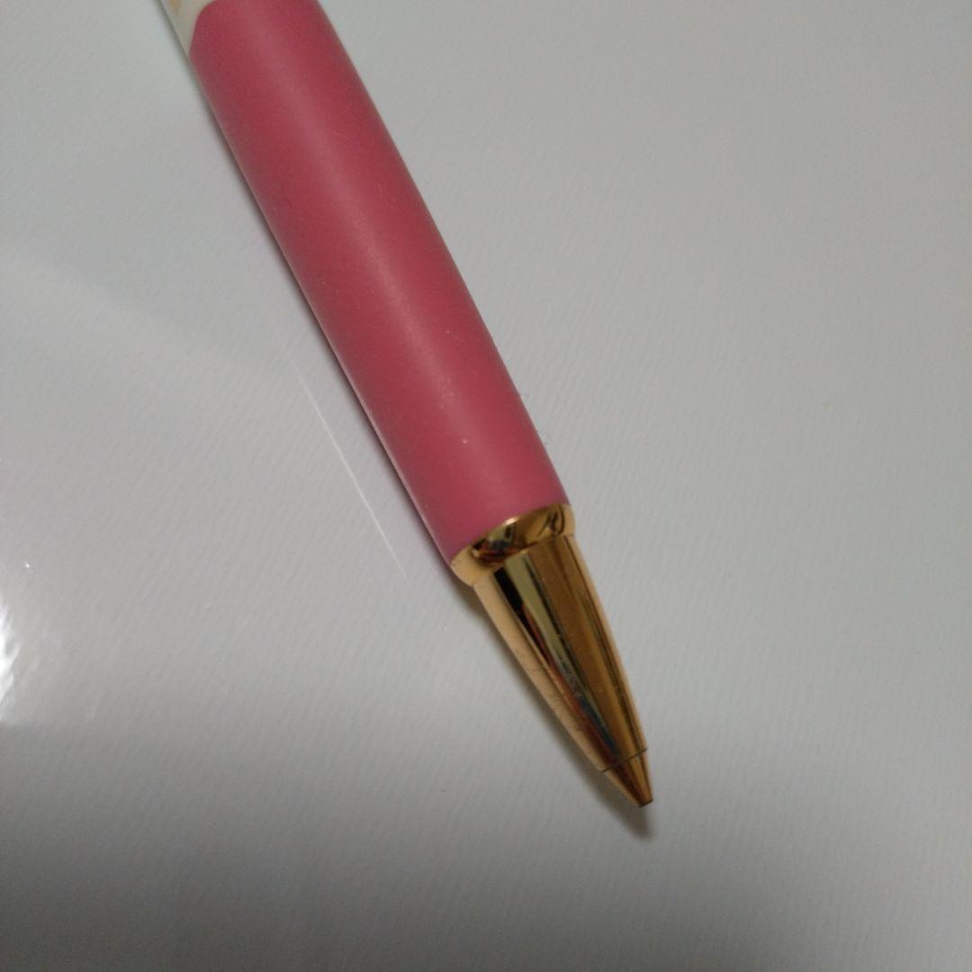 Marie Claire Pink White Retro Ballpoint Pen Gold Clip Used 7.9" | Suadpens