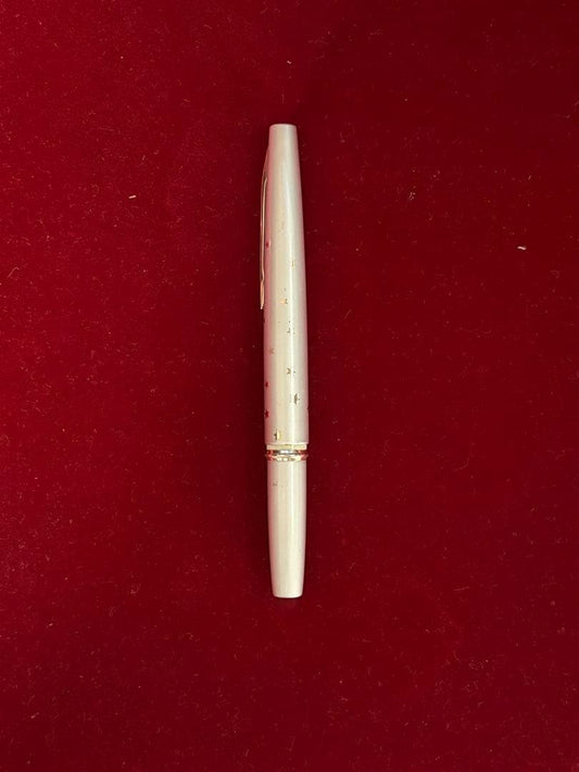 White fountain pen 14k gold nib, elegant & simple, cap included, used | Suadpens