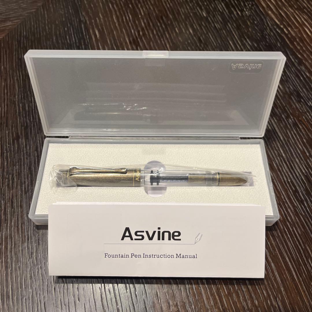 Asvine P30 Brass Fountain Pen Medium Nib Clear Multi-Color Ink Used | Suadpens