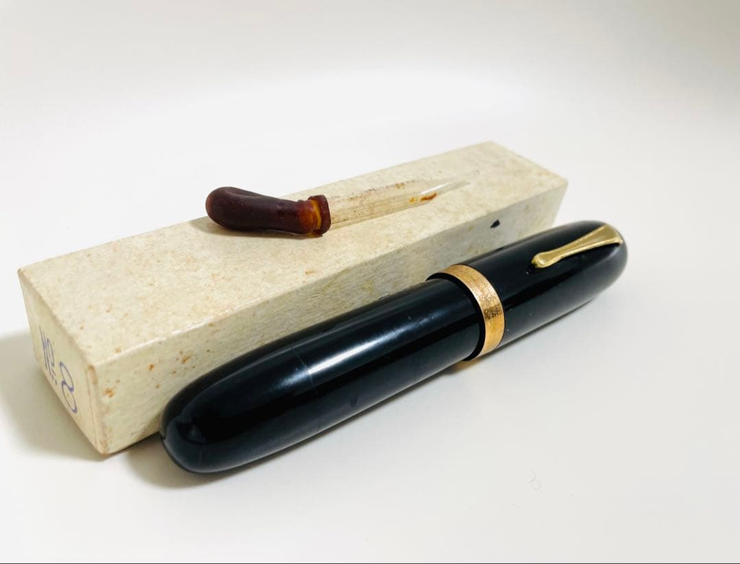 New Clip Vintage Thick Fountain Pen Black 6.3" Iridium Nib Used | Suadpens