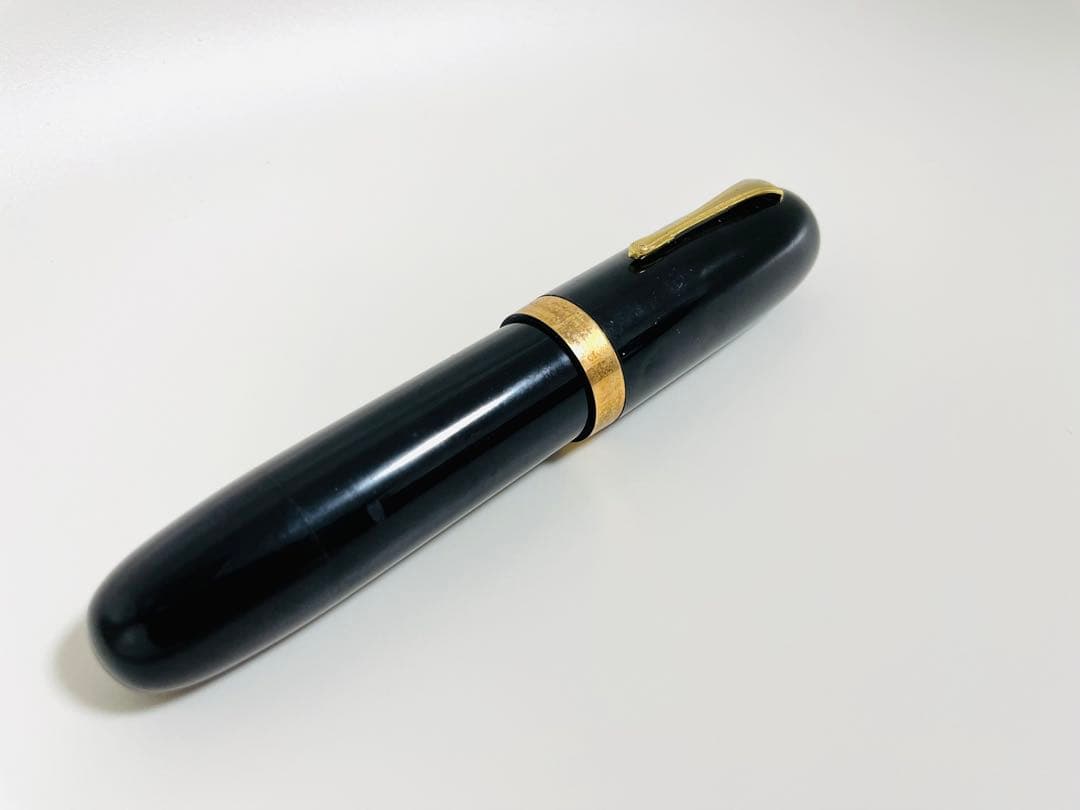 New Clip Vintage Thick Fountain Pen Black 6.3" Iridium Nib Used | Suadpens