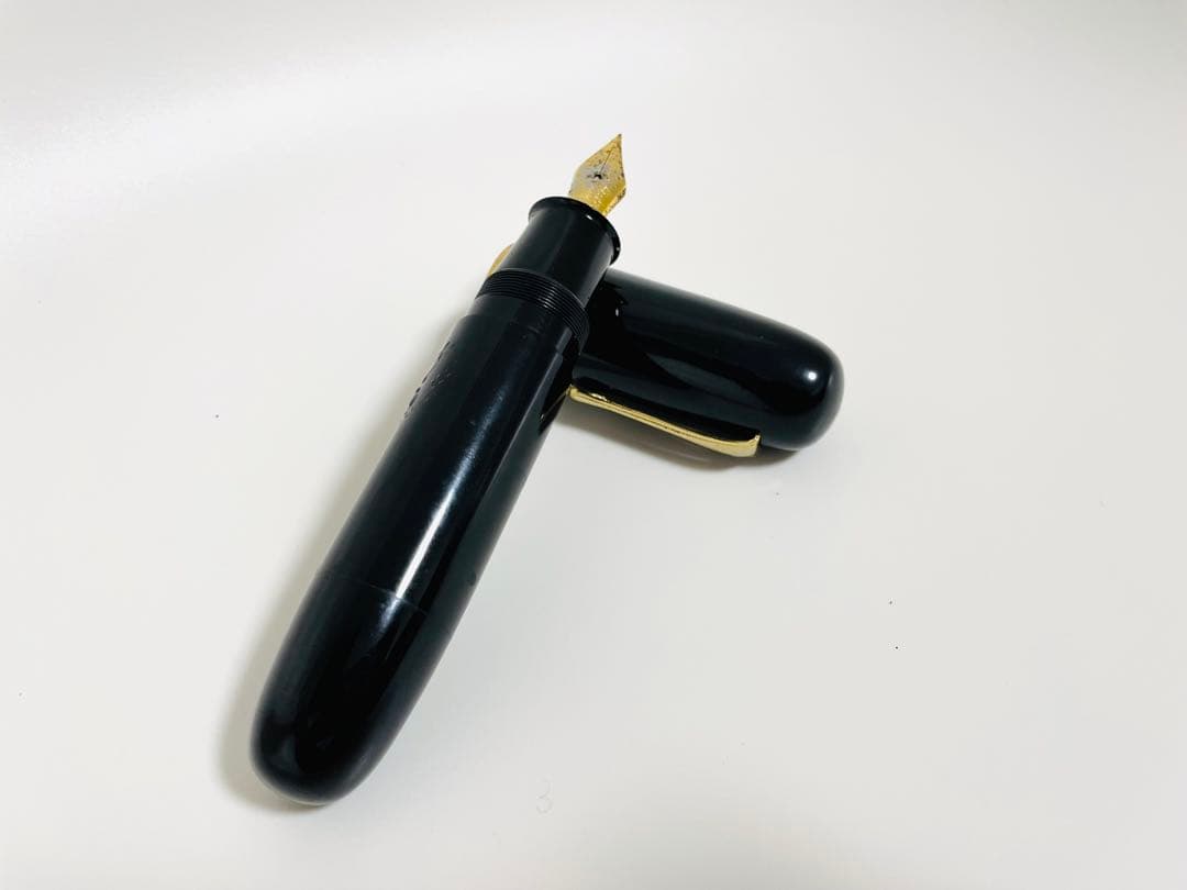 New Clip Vintage Thick Fountain Pen Black 6.3" Iridium Nib Used | Suadpens