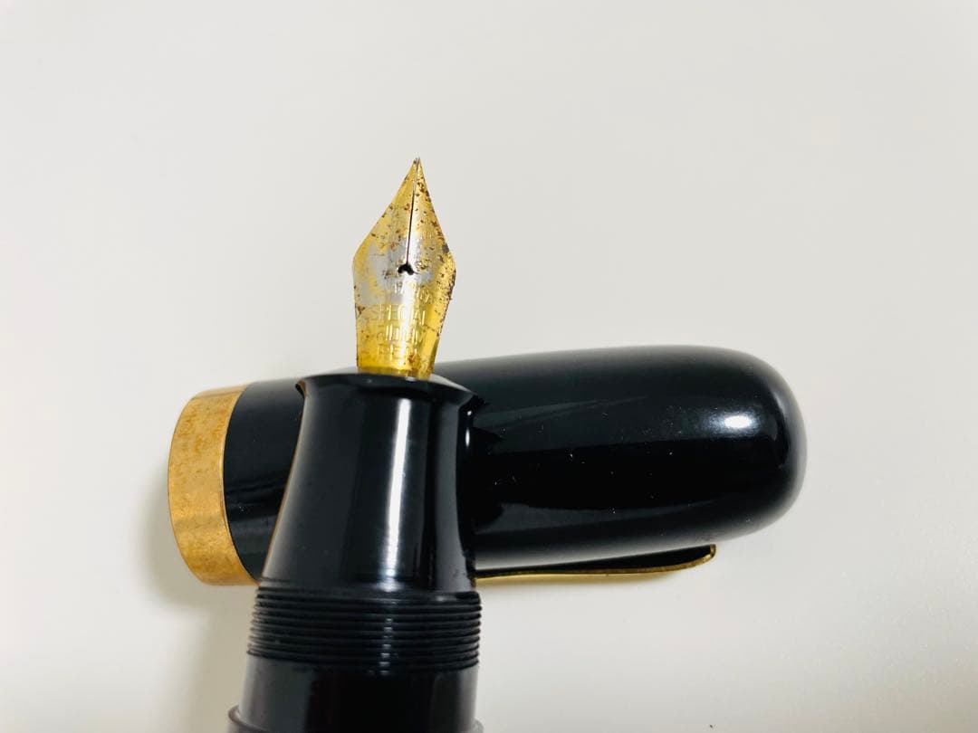 New Clip Vintage Thick Fountain Pen Black 6.3" Iridium Nib Used | Suadpens
