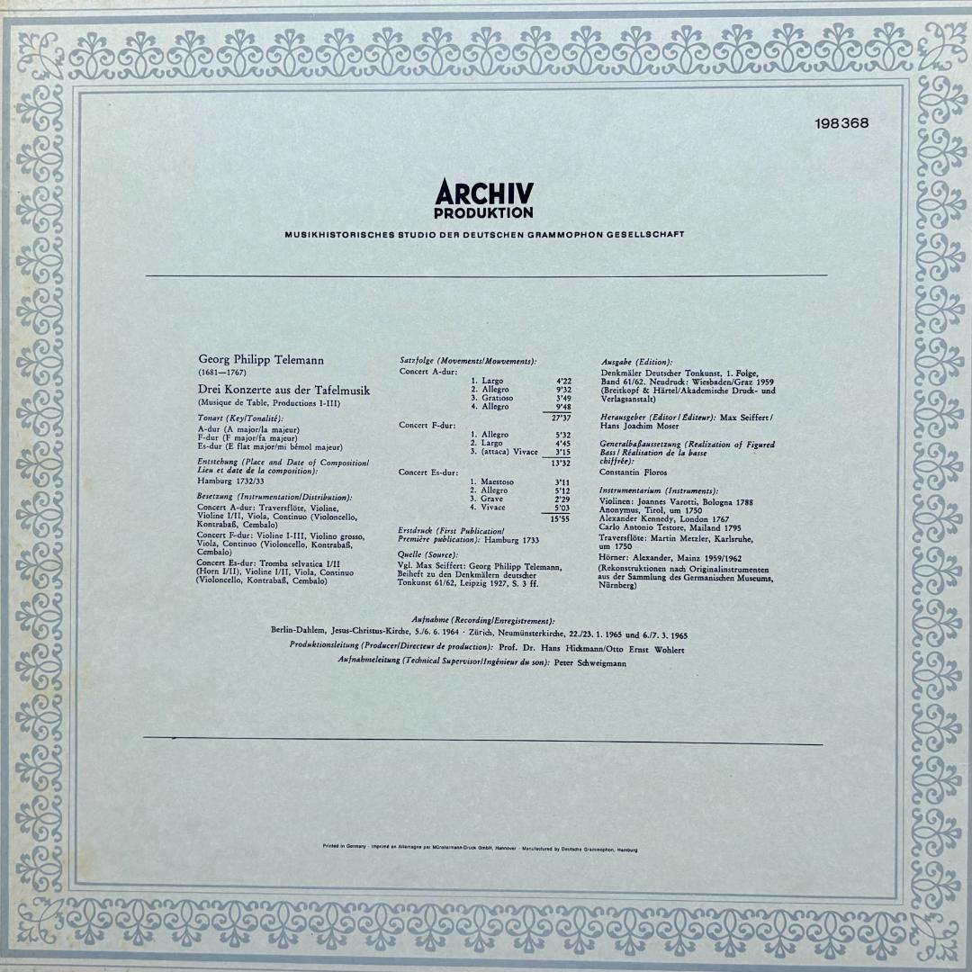 [Prestigious ARCHIV! ] Telemann Tafelmusik Concerto | Japansoundstore