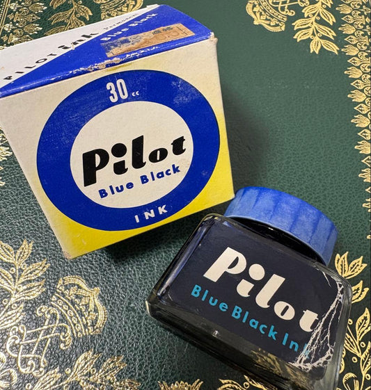 Pilot Blue Black Fountain Pen Ink 30ml Retro Glass Bottle Used | Suadpens