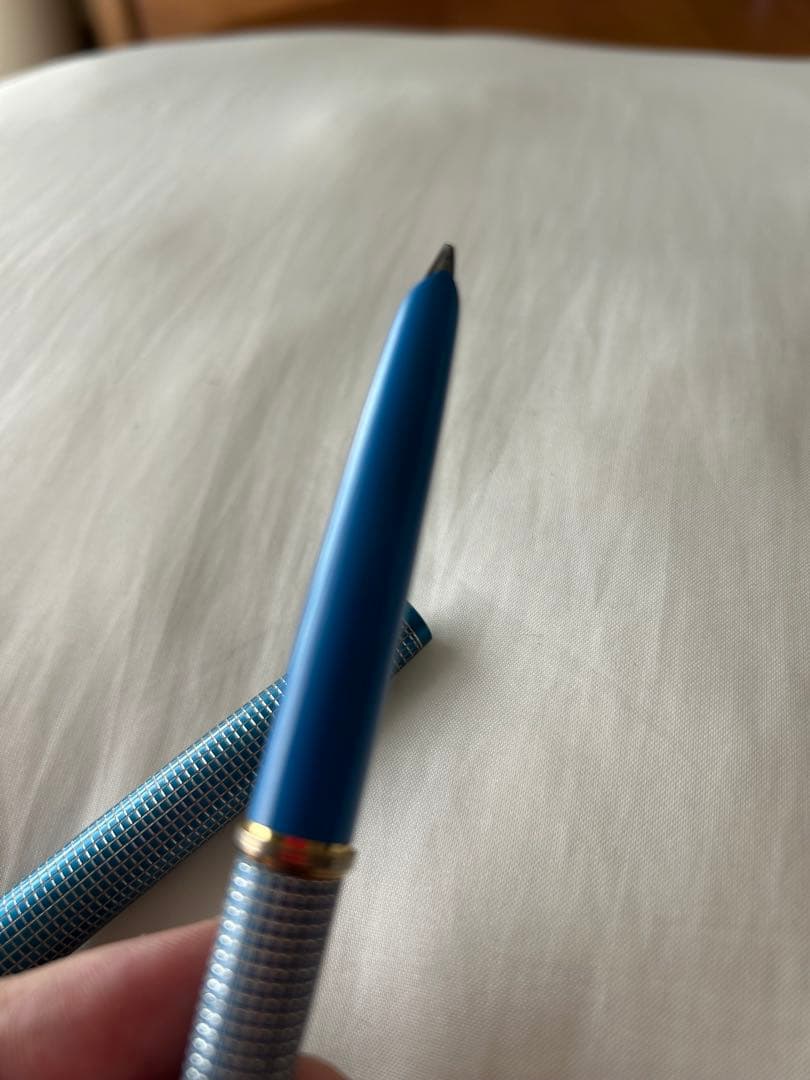 Blue Plaid Retro Fountain Pen 11.1cm Metal Clip Plastic Excellent Used | Suadpens