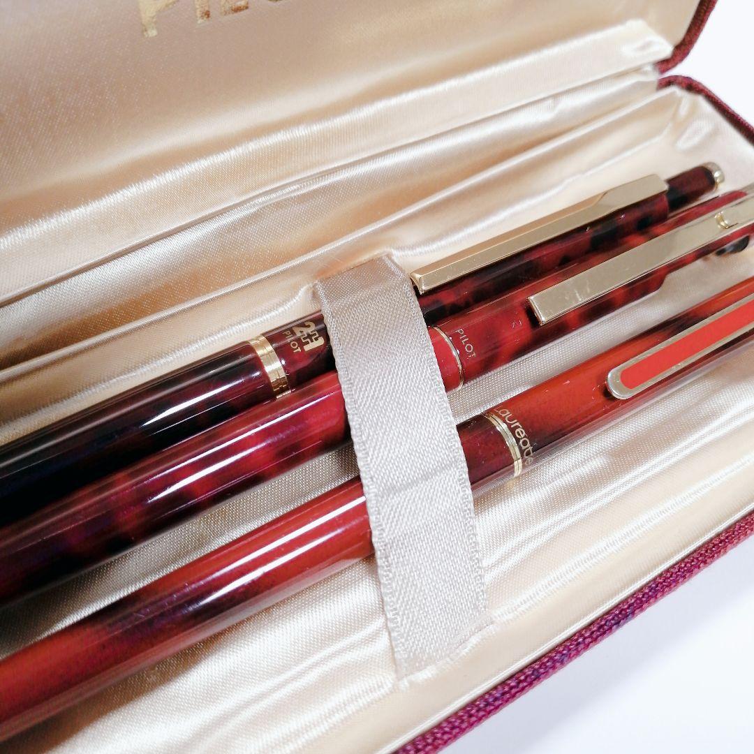 Pilot Quartz Pen Set 3 pens Retro Marble Red Vintage Used | Suadpens