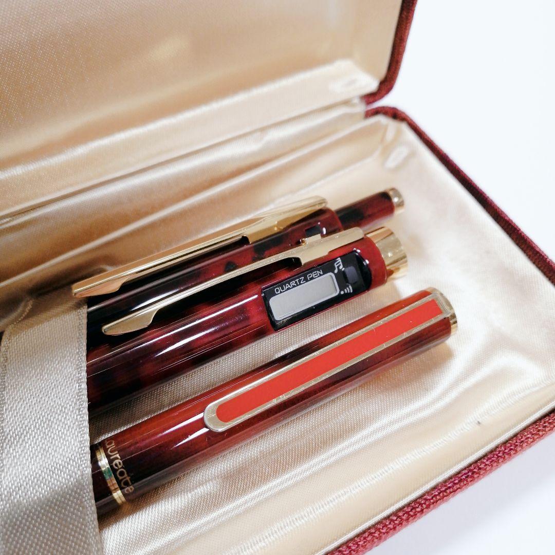 Pilot Quartz Pen Set 3 pens Retro Marble Red Vintage Used | Suadpens