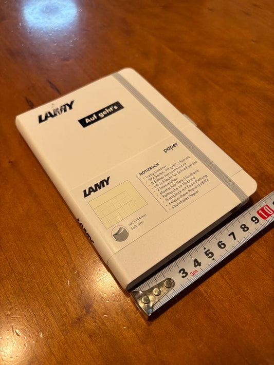 LAMY A5 Notebook White Soft Cover LBS-A5WH Used Rare "Auf geht's" Paint | Suadpens