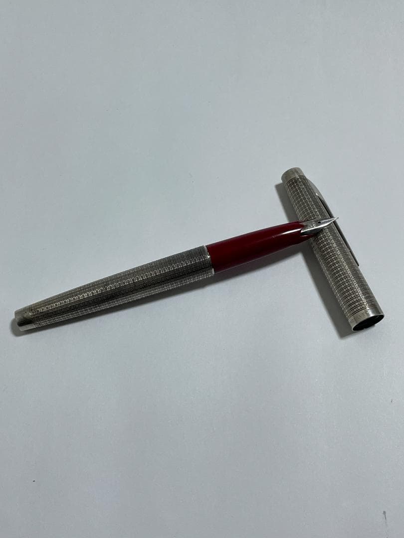 Platinum Vintage 18K WG Sterling Silver Fountain Pen Red Mesh New/Used | Suadpens