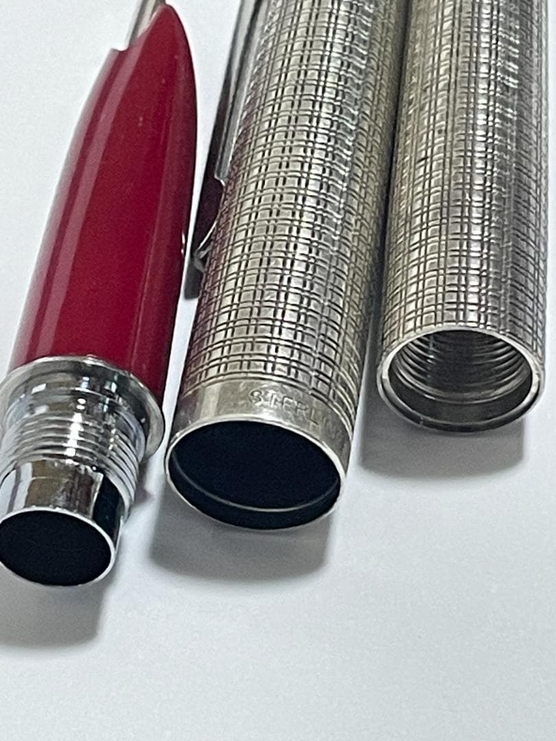 Platinum Vintage 18K WG Sterling Silver Fountain Pen Red Mesh New/Used | Suadpens